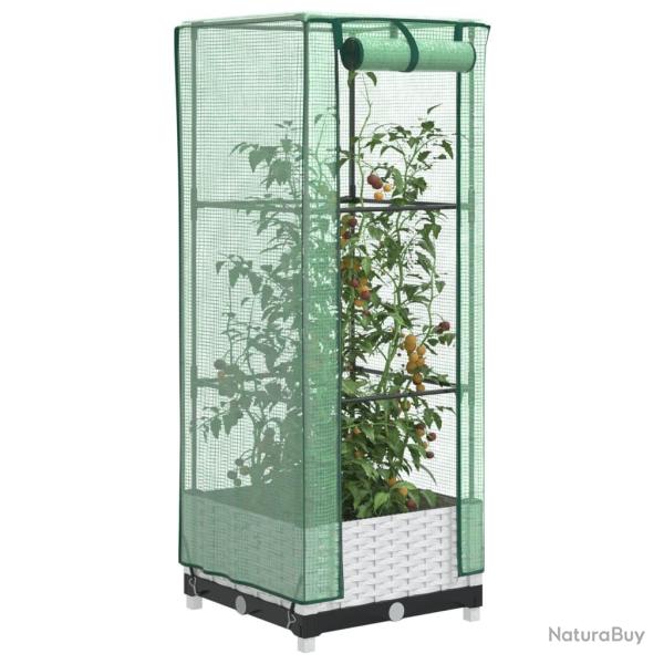 Jardini�re sur�lev�e avec housse aspect rotin 40x40x123 cm