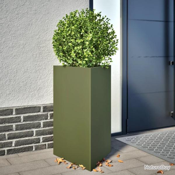 Jardinire vert olive triangulaire 50x43x75 cm acier alsavelo