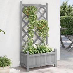 Jardini&egrave;re avec treillis gris bois massif de sapin