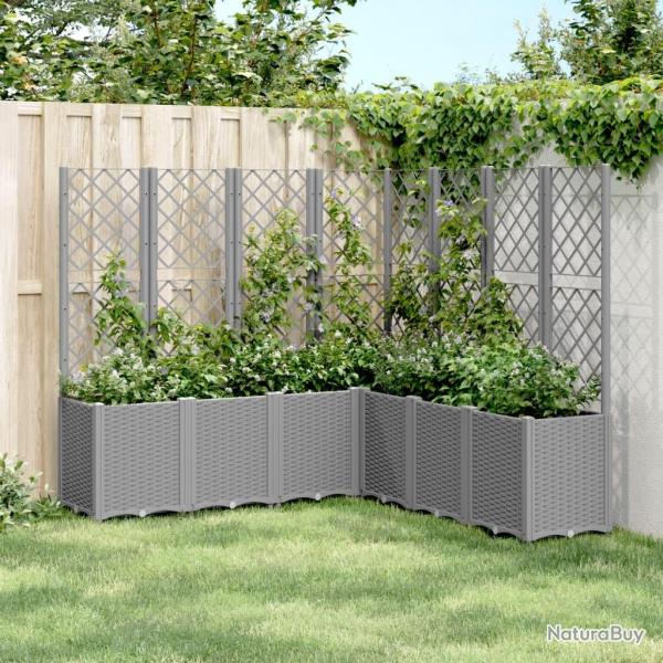 Jardini�re avec treillis gris clair 160x160x140 cm PP