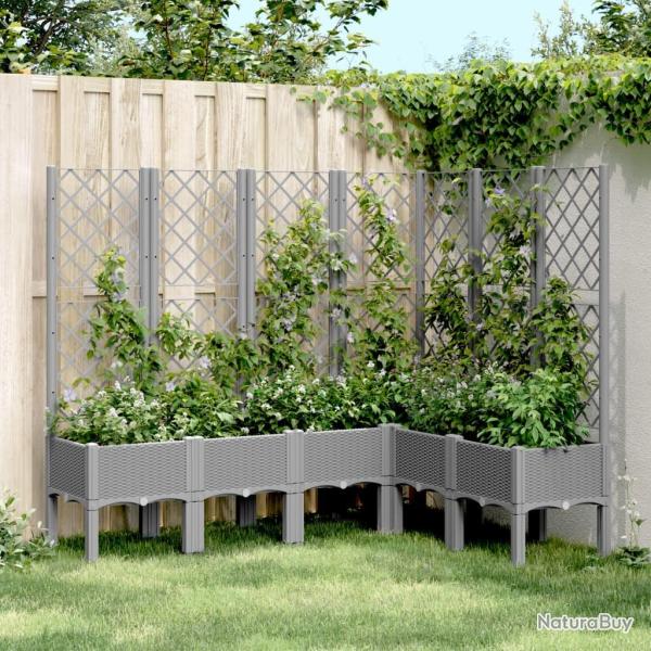 Jardini�re avec treillis gris clair 160x120x142 cm PP