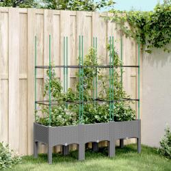 Jardini&egrave;re avec treillis Gris clair 120x40x142,5 cm PP