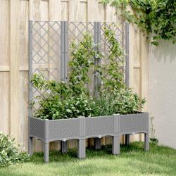 Jardini&egrave;re avec treillis gris clair 120x40x142 cm PP