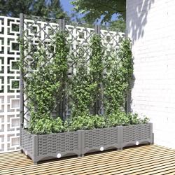 Jardini&egrave;re avec treillis Gris clair 120x40x121,5 cm PP