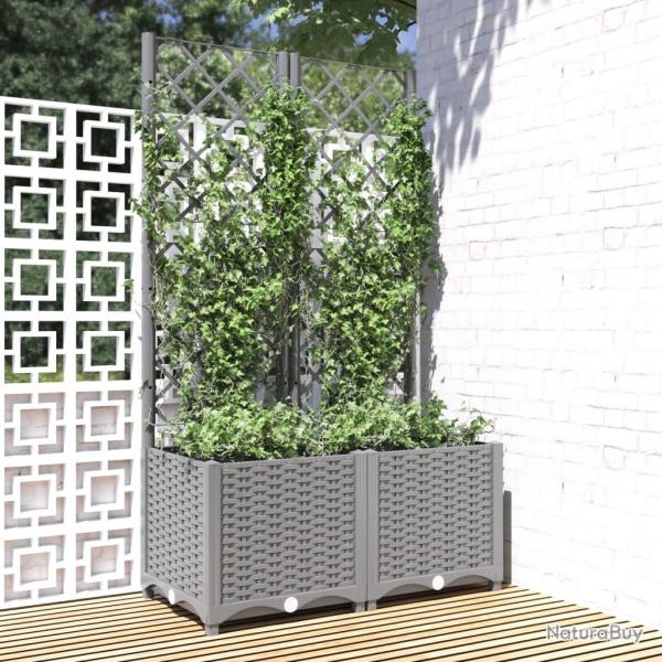 Jardini�re avec treillis Gris clair 80x40x136 cm PP