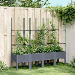 Jardini&egrave;re avec treillis bleu gris 160x40x142,5 cm PP