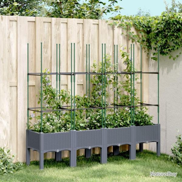 Jardini�re avec treillis bleu gris 160x40x142,5 cm PP