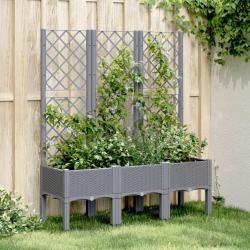 Jardini&egrave;re avec treillis bleu gris 120x40x142 cm PP