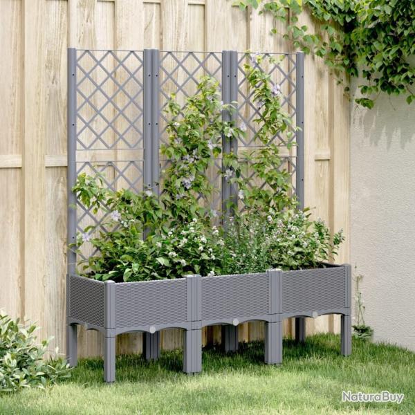 Jardini�re avec treillis bleu gris 120x40x142 cm PP