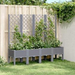 Jardini&egrave;re avec treillis bleu gris 160x40x142 cm PP