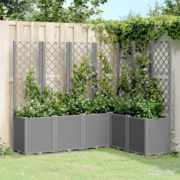 Jardini�re avec treillis gris clair 160x120x140 cm PP