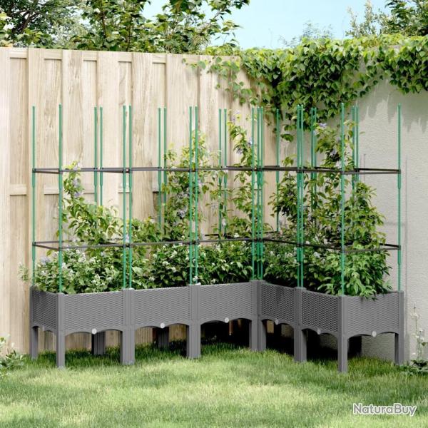 Jardini�re avec treillis gris clair 160x120x142,5 cm PP