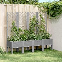 Jardini&egrave;re avec treillis gris clair 160x40x142 cm PP