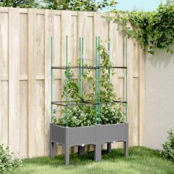 Jardini&egrave;re avec treillis gris clair 80x40x142,5 cm PP