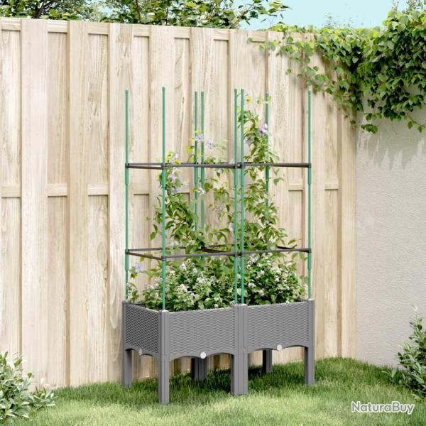 Jardini�re avec treillis gris clair 80x40x142,5 cm PP