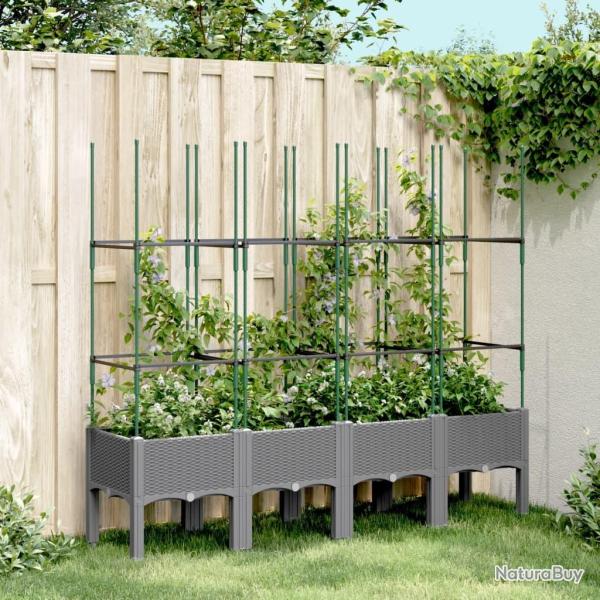 Jardini�re avec treillis gris clair 160x40x142,5 cm PP