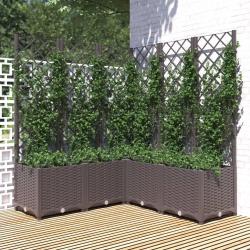 Jardini&egrave;re avec treillis Marron 120x120x136 cm PP