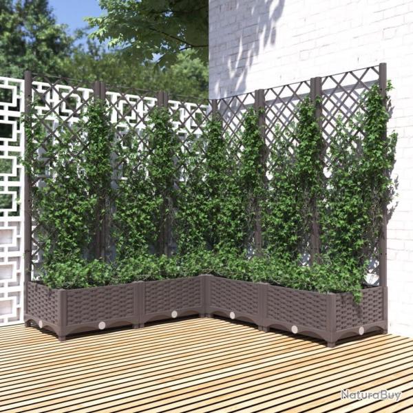 Jardinire avec treillis Marron 120x120x121,5 cm PP alsavelo