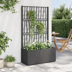 Jardini&egrave;re avec treillis gris fonc&eacute; 80x36x140 cm PP
