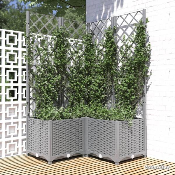 Jardini�re avec treillis Gris clair 80x80x136 cm PP