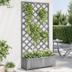 Jardini&egrave;re avec treillis gris bois massif de sapin