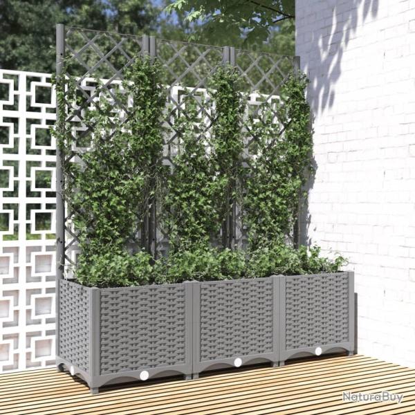 Jardinire avec treillis Gris clair 120x40x136 cm PP alsavelo