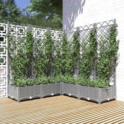 Jardini&egrave;re avec treillis Gris clair 120x120x121,5 cm PP
