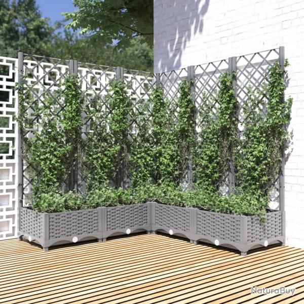 Jardini�re avec treillis Gris clair 120x120x121,5 cm PP