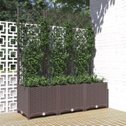 Jardini&egrave;re avec treillis Marron 120x40x136 cm PP alsavelo