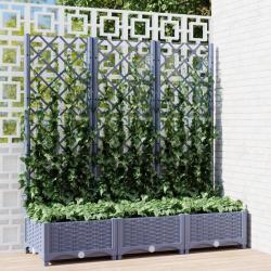 Jardini&egrave;re avec treillis bleu gris 120x40x121,5 cm PP