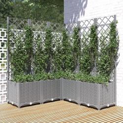 Jardini&egrave;re avec treillis gris clair 120x120x136cm polypropyl&egrave;ne