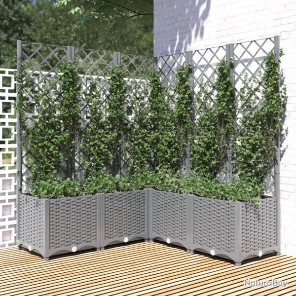 Jardini�re avec treillis gris clair 120x120x136cm polypropyl�ne