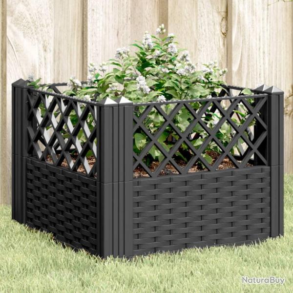 Jardini�re avec piquets noir 43,5x43,5x43,5 cm PP alsavelo