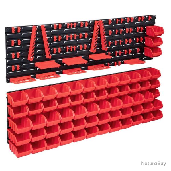 Kit de bacs de stockage et panneaux muraux 141pcs rouge et noir alsavelo