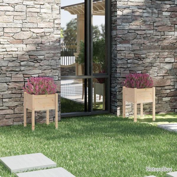 Jardinires d'extrieur 2 pcs 50x50x70 cm bois de pin massif alsavelo