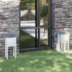 Jardini&egrave;res d'ext&eacute;rieur 2 pcs Blanc 31x31x70 cm Bois de pin alsavelo