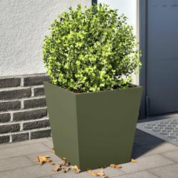 Jardini&egrave;res 2 pcs vert olive 40x40x40 cm acier