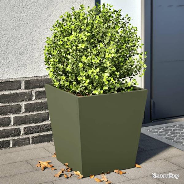 Jardinires 2 pcs vert olive 40x40x40 cm acier alsavelo