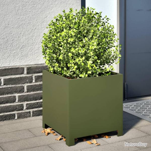 Jardini�res 2 pcs vert olive 40x40x40 cm acier