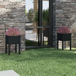 Jardini&egrave;res d'ext&eacute;rieur 2pcs Noir 40x40x70cm Bois de pin massif