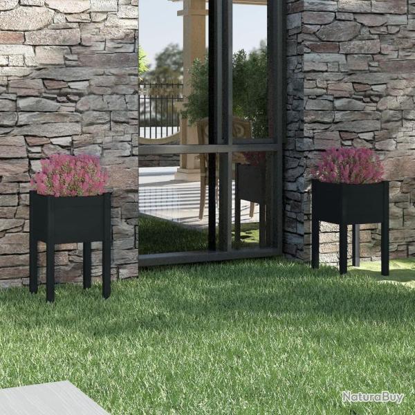 Jardini�res d'ext�rieur 2pcs Noir 40x40x70cm Bois de pin massif