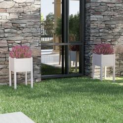 Jardini&egrave;res d'ext&eacute;rieur 2 pcs Blanc 40x40x70 cm Bois de pin