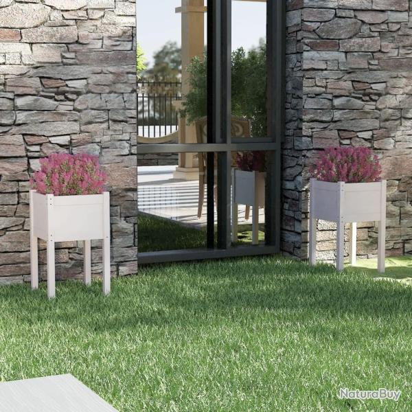 Jardini�res d'ext�rieur 2 pcs Blanc 40x40x70 cm Bois de pin