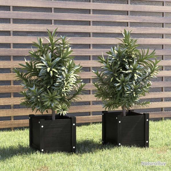 Jardinires d'extrieur 2 pcs Noir 31x31x31 cm Bois de pin alsavelo
