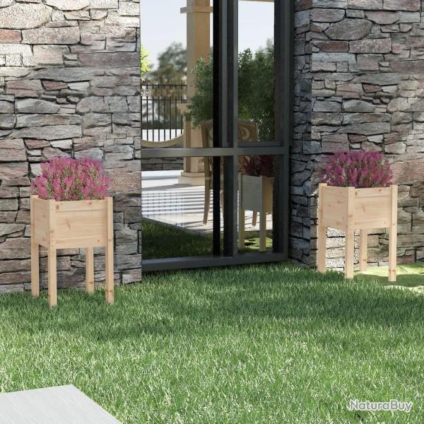 Jardini�res d'ext�rieur 2 pcs 40x40x70 cm bois de pin massif alsavelo