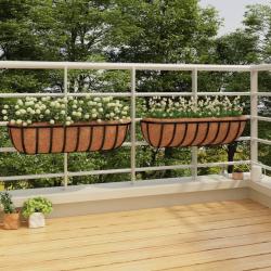Jardini&egrave;res murales 2 pcs en coco noir 76x21x16 cm acier