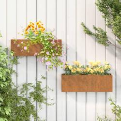 Jardini&egrave;res murales 2 pcs Rouill&eacute; Acier corten 53x10x17 cm