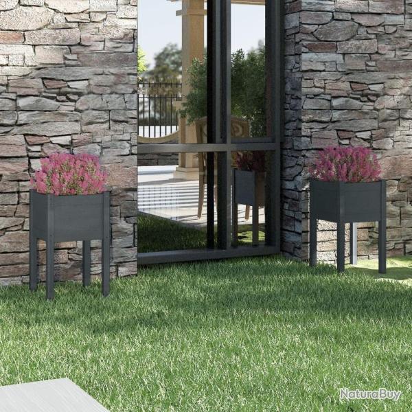 Jardini�res d'ext�rieur 2pcs Gris 40x40x70cm Bois de pin massif