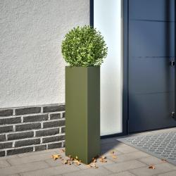 Jardini&egrave;res 2 pcs vert olive triangulaire 30x26x75 cm acier