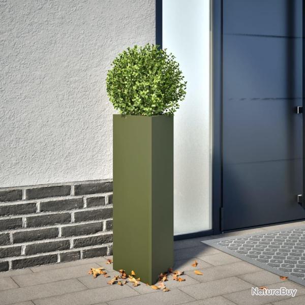 Jardini�res 2 pcs vert olive triangulaire 30x26x75 cm acier